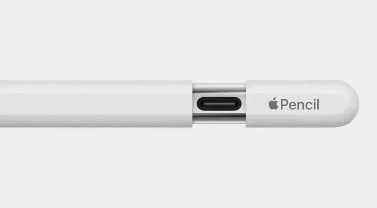 Apple Pencil showing its USB-C port beneath the sliding cap